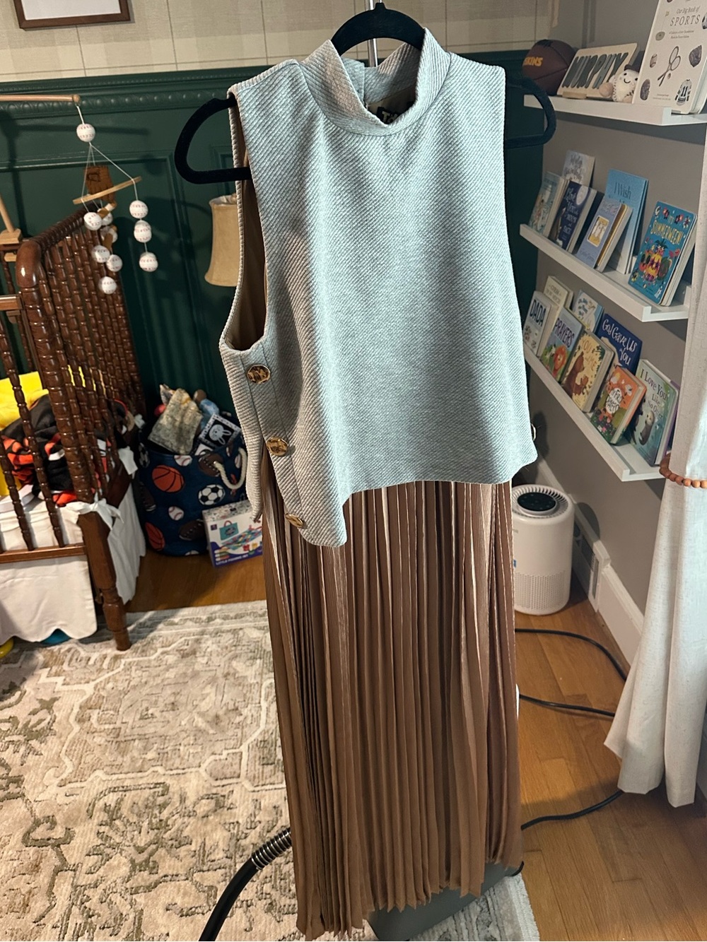 THML Heather Gray Textured Mock-Neck Dress